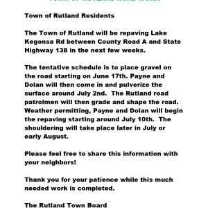 Road Work Notice